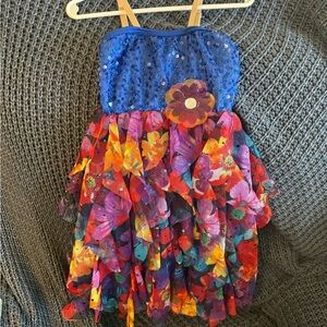 2/$10 Floral Layered Dress with Blue Bodice